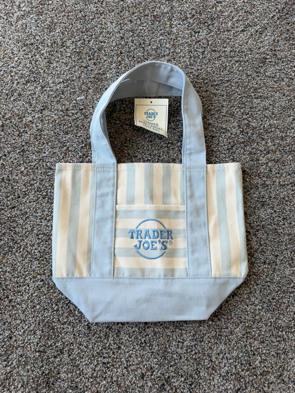 Trader Joe’s Mini Canvas Totes Striped Pastel Summer 2026 NWT blue